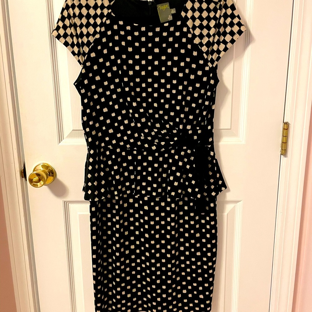 Black & cream peplum dress